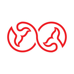Whale tail infinity logo vector icon design