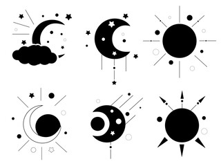 Obraz premium Moon icon design line icon symbol tattoo vector