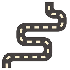 Fototapeta premium Simple road flat icon, goal and transportation line related concept on the white background