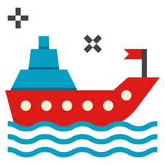 Fototapeta na wymiar Simple ship flat icon, vehicle and transportation related concept on the white background