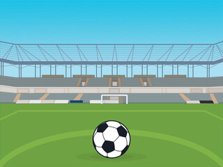 Soccer ball on football stadium vector illustration