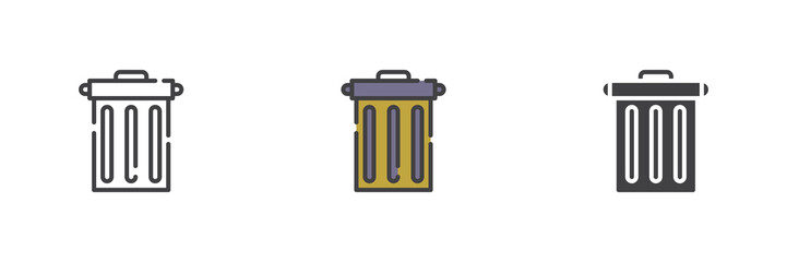 Trash bin different style icon set