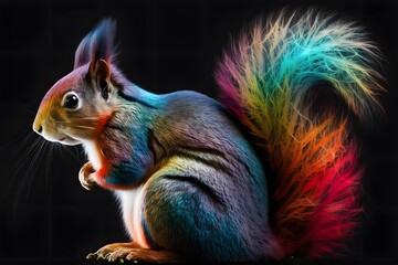 colorful squirrel created using AI Generative Technology