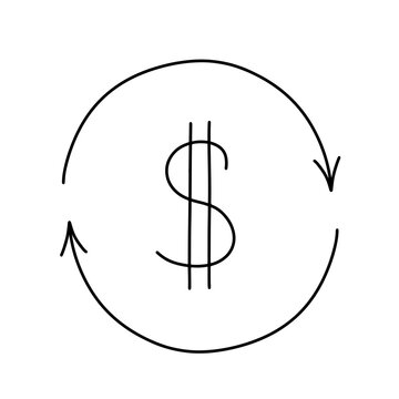 Dollar outline sign . Money symbol. Vector line illustration