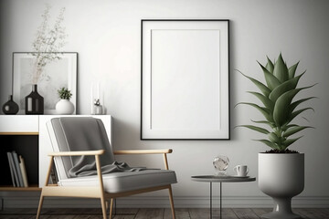 Fototapeta na wymiar Stunning mockup frames clean and minimalist room scenes. whites and other clean shades, to add the perfect touch to your next project