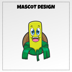 Indonesian Traditional Food Logo Lontong Mascot Illustration Vector Design