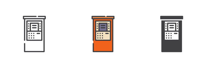 ATM, cash machine different style icon set