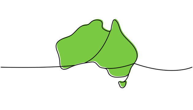 recommend clip art: Australia silhouette colored one line continuous drawing. Australia country silhouette continuous one line colorful illustration.