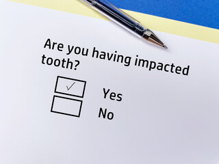 Fototapeta premium Questionnaire about dental care