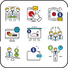 Free vector customer banking business icons set