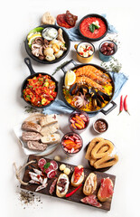 An assortment of Spanish tapas.