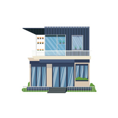 modern flat box model house vector template  on white background illustration 3000*3000px 