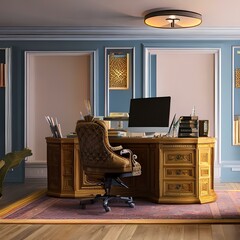 A home office with a desk and a comfortable chair3, Generative AI