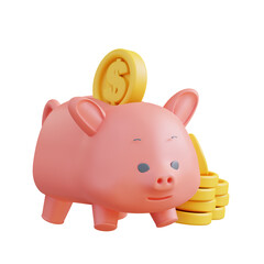 3d Illustration of saving money in a piggy bank