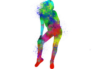 Obraz premium Watercolor Dancer drawing, silhouette of a dancing person, Watercolor dancing, Hiphop, Classical