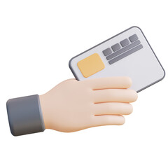 3d Illustration of a hand holding an atm card