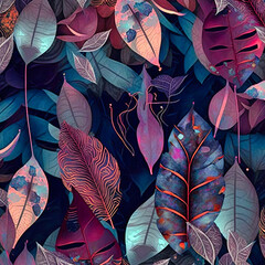 Beautiful colorful leaves. Abstract background or wallpaper. Printable artwork. Generative AI.