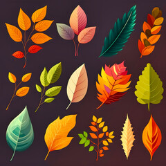 Fototapeta premium Beautiful colorful leaves. Abstract background or wallpaper. Printable artwork. Generative AI.