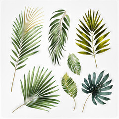 Naklejka premium Beautiful colorful tropical leaves. Abstract background or wallpaper. Printable artwork. Generative AI.