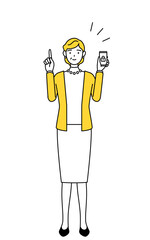 スマホのセキュリティ対策をする定年退職したシニア・中年女性