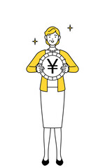 為替差益や円高のイメージ、定年退職したシニア・中年女性