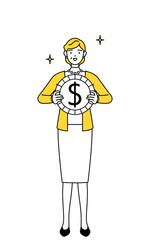 為替差益やドル高のイメージ、定年退職したシニア・中年女性