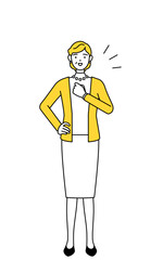 胸を叩く定年退職したシニア・中年女性