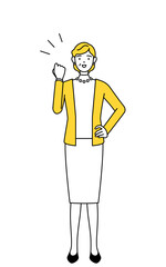 ガッツポーズをする定年退職したシニア・中年女性