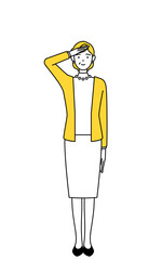 最敬礼する定年退職したシニア・中年女性