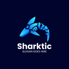 Vector Logo Illustration Shark Gradient Colorful Style