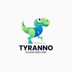 Vector Logo Illustration Tyrannosaurus Gradient Colorful Style