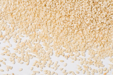 white sesame seeds texture background.