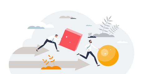 Obraz premium Work smart not hard for effective and productive task tiny person concept, transparent background. Efficient business strategy with less effort and pushing illustration. Use wisdom and skills.