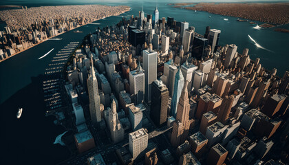 Midtown New york city Daytime Aerial View Photography