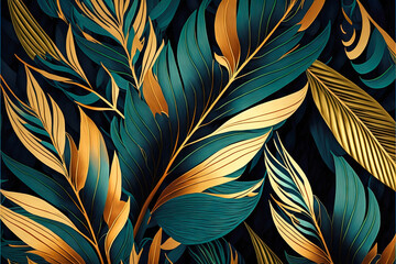 Beautiful colorful leaves. Abstract background or wallpaper. Printable artwork. Generative AI.