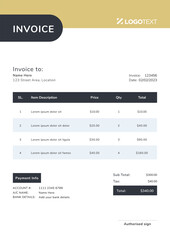Corporate Invoice Design Template Bill form Business Payments Details