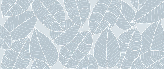 Blue vector botanical background with leaves for decor, covers, wallpapers