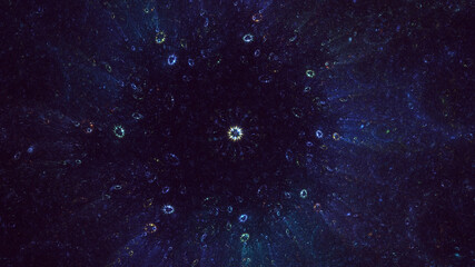 3D rendering abstract multicolor fractal light background