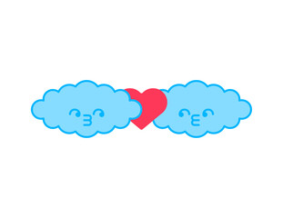 Clouds couple love. Cloud is in love. Vector illustration