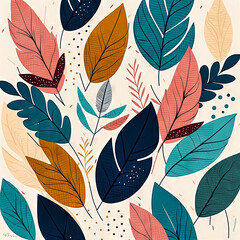 Fototapeta premium Beautiful colorful leaves. Abstract background or wallpaper. Printable artwork. Generative AI.