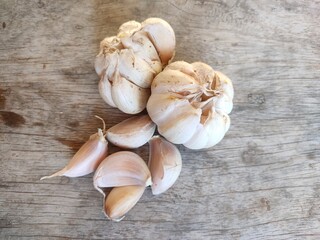 garlic on wooden background
