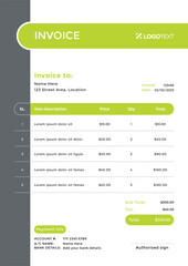 Fototapeta na wymiar Corporate Invoice Design Template Bill form Business Payments Details