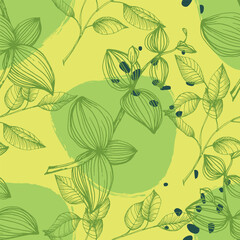 Seamless Eucalyptus leaves. Floral botanical flower. Vector hand drawing wildflower for background, texture, wrapper pattern, frame or border.