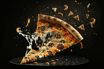 slice of pizza flying, generative ai