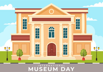International Museum Day on May 18 Illustration with Building Gallery or Artworks in Flat Cartoon Hand Drawn for Web Banner or Landing Page Templates