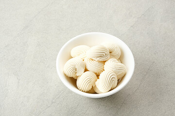 Meringue cookies, made from whipped flour with sugar and eggs
