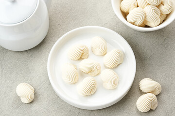 Meringue cookies, made from whipped flour with sugar and eggs
