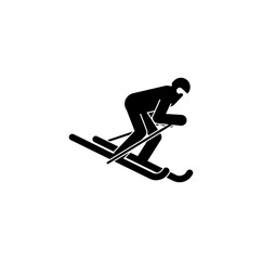 Skier sign symbol. Skiing icon. Vector illustration