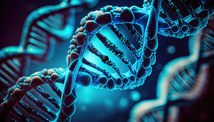 Evolution of human DNA under the microscope. Generative AI