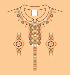 neck design embrodery style in sand colour background